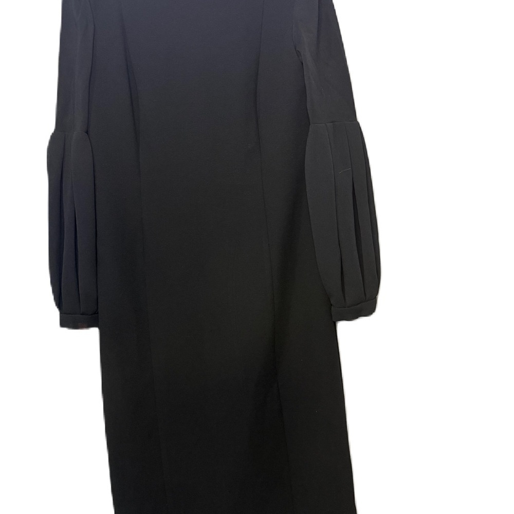Carine Women's sz12 Elegant Black Dress with Pleated Sleeves